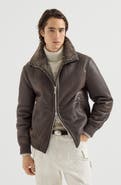 Brunello Cucinelli Vintage-effect shearling bomber jacket