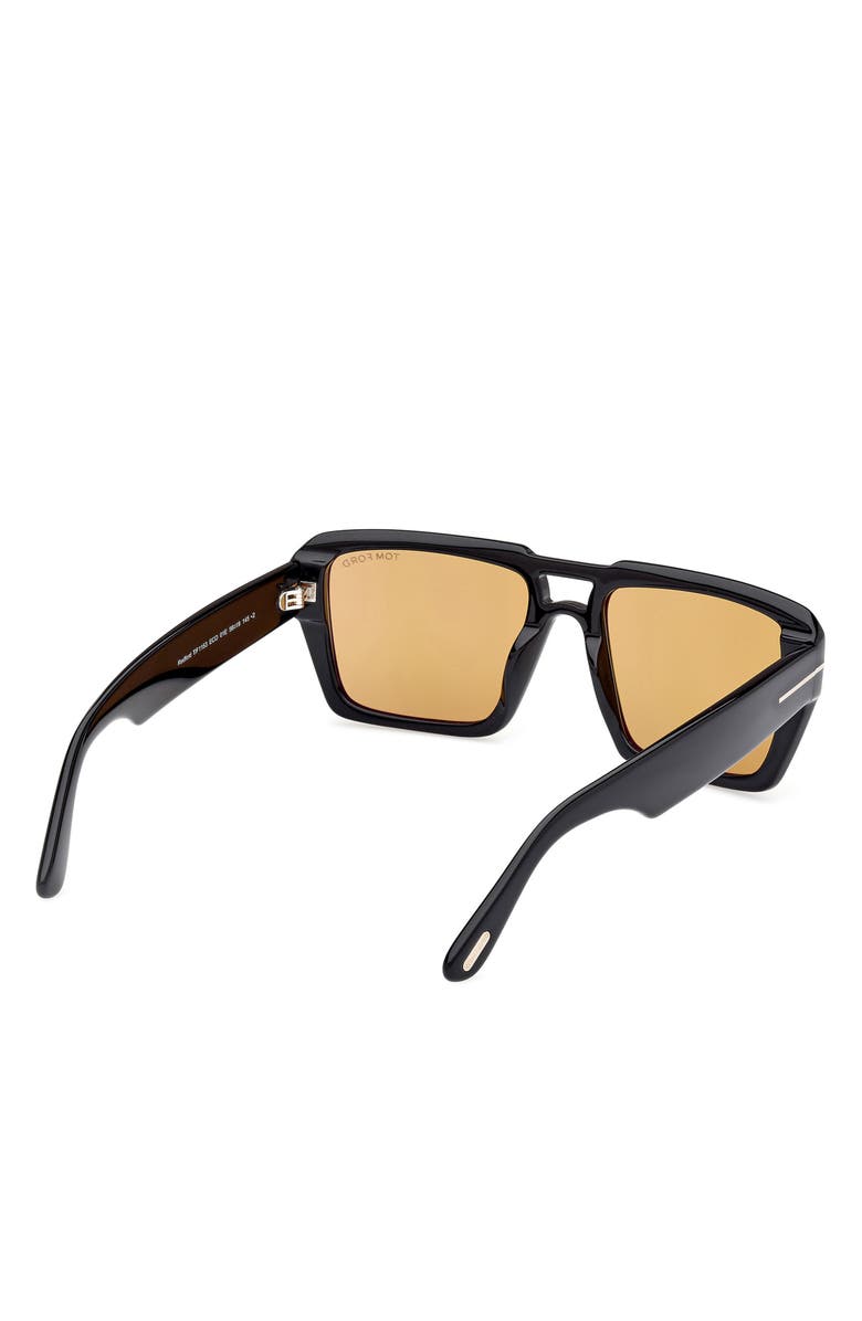 TOM FORD Redford 56mm Navigator Sunglasses, Alternate, color, Shiny Black / Amber