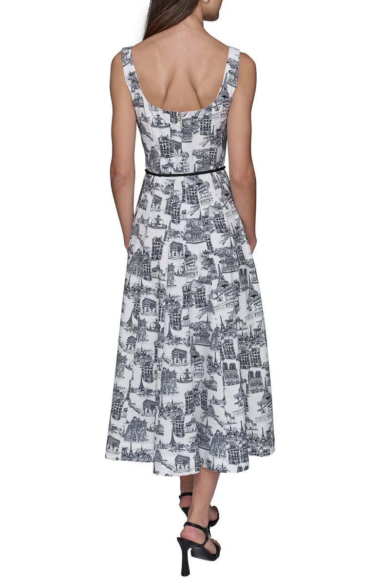 KARL LAGERFELD Landmark Print Sleeveless Dress, Alternate, color, Soft White Black Combo