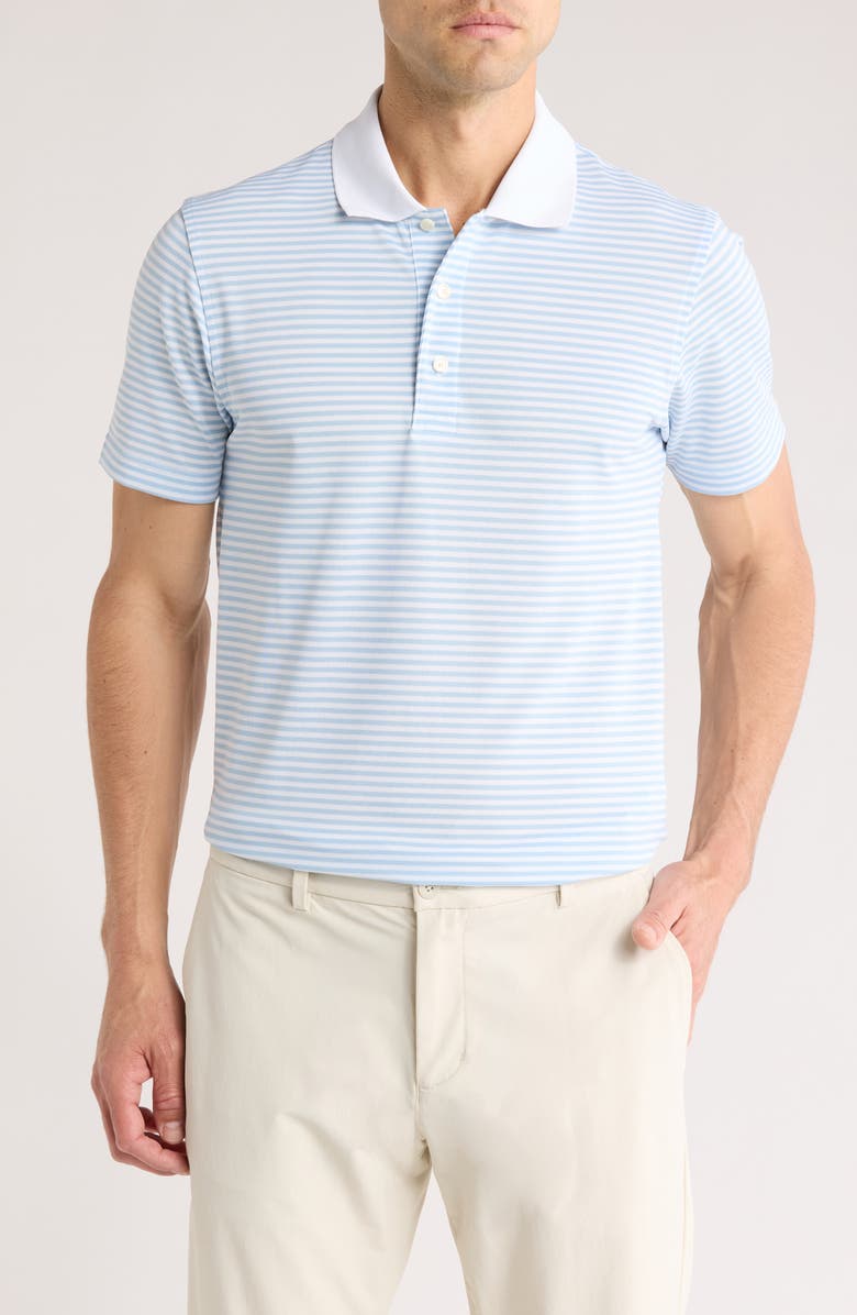 Brooks Brothers Feeder Stripe Performance Knit Polo, Main, color, Blue/ White