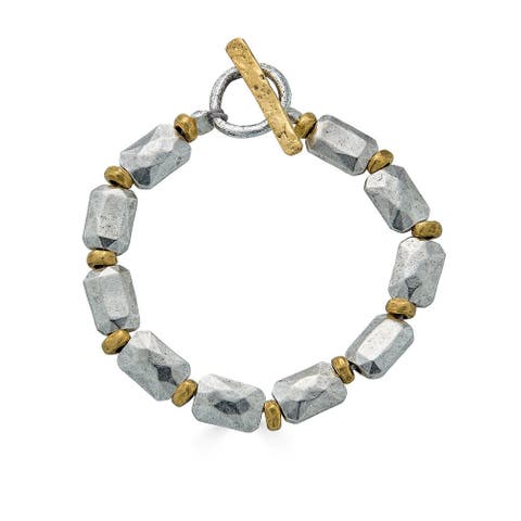 Mixed Metal Rectangle Bead Bracelet