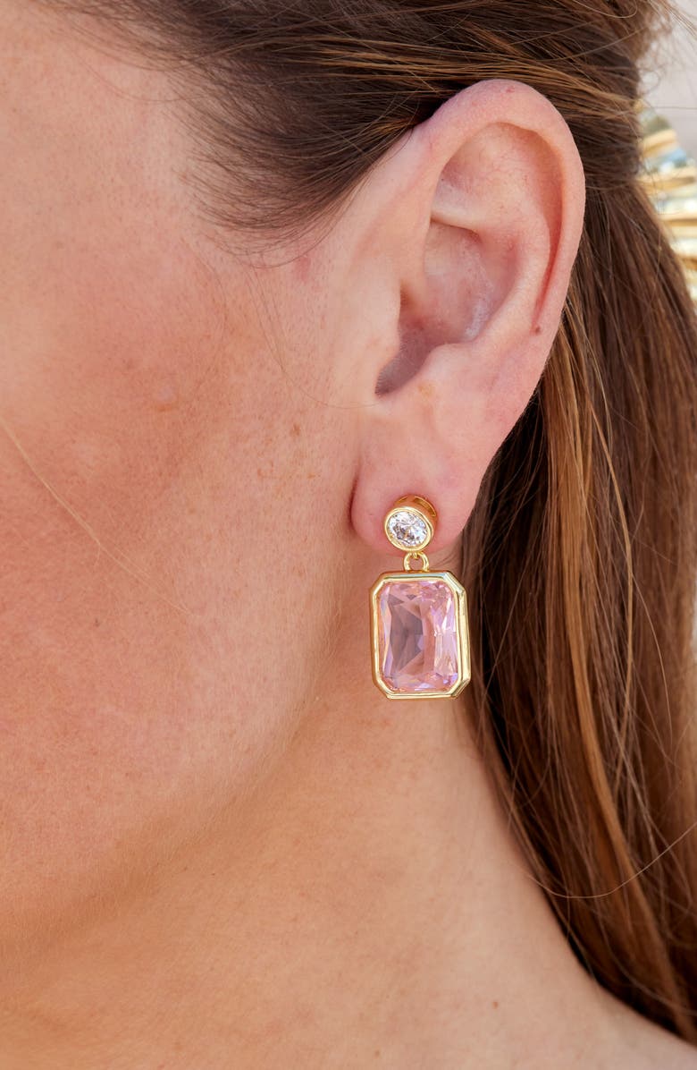 SAVVY CIE JEWELS Cubic Zirconia & Crystal Drop Earrings, Alternate, color, Yellow