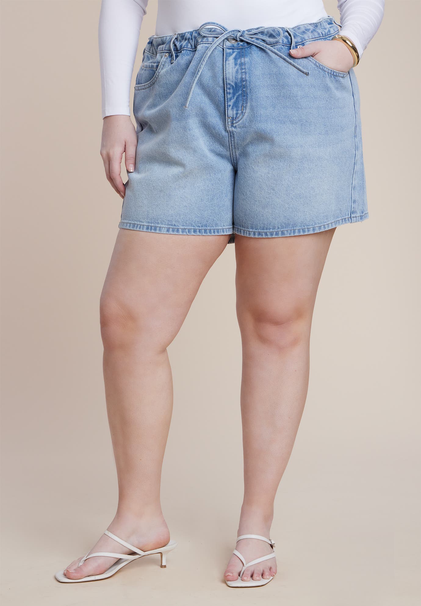 Drawstring Relaxed Denim Short - image 2