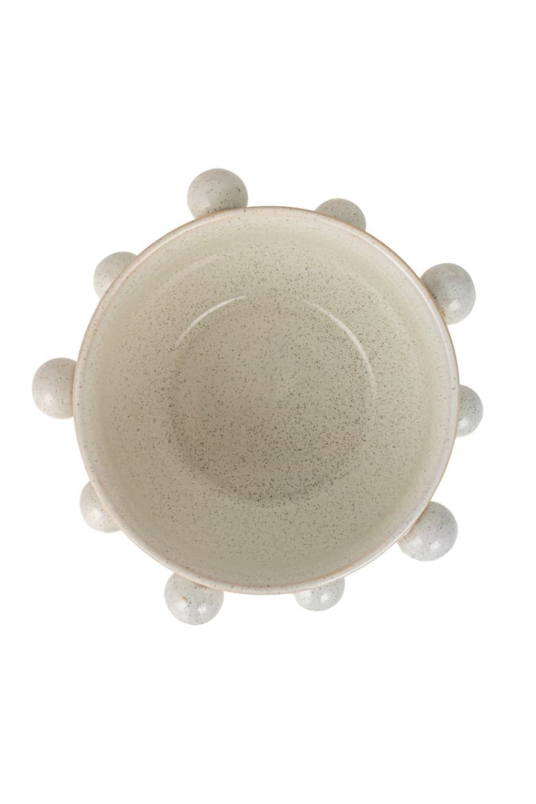 Round Stoneware Planter with Orbs and Reactive Glaze, Holds 8 Inches Pot, Alternate, color, Cream