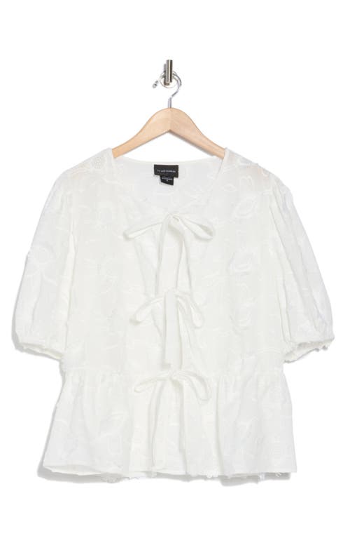 FORGOTTEN GRACE FORGOTTEN GRACE FRONT TIE PUFF SLEEVE PEPLUM TOP