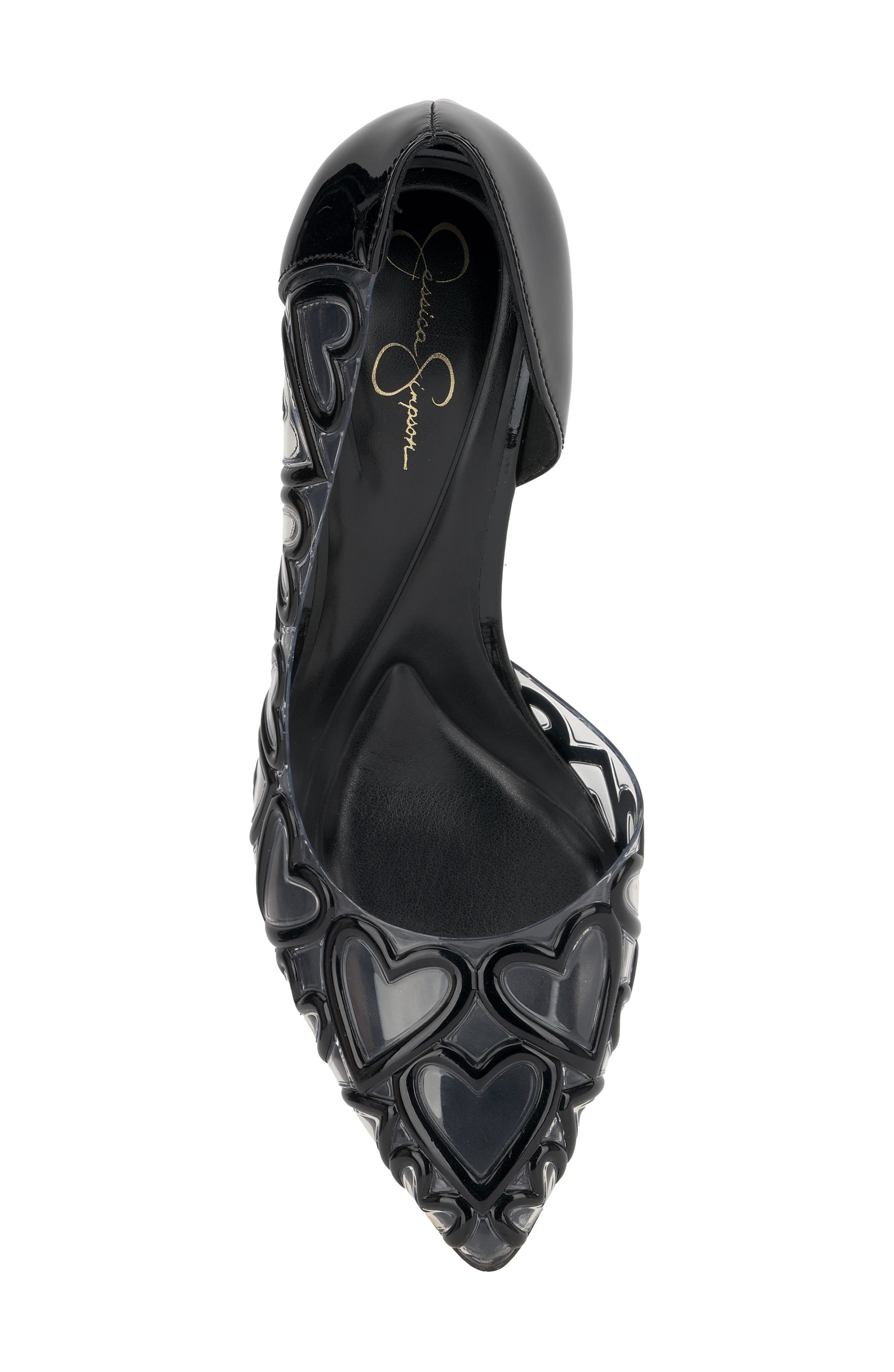Jessica Simpson Palvin Half d'Orsay Pointed Toe Pump, Alternate, color, Black/ Clear
