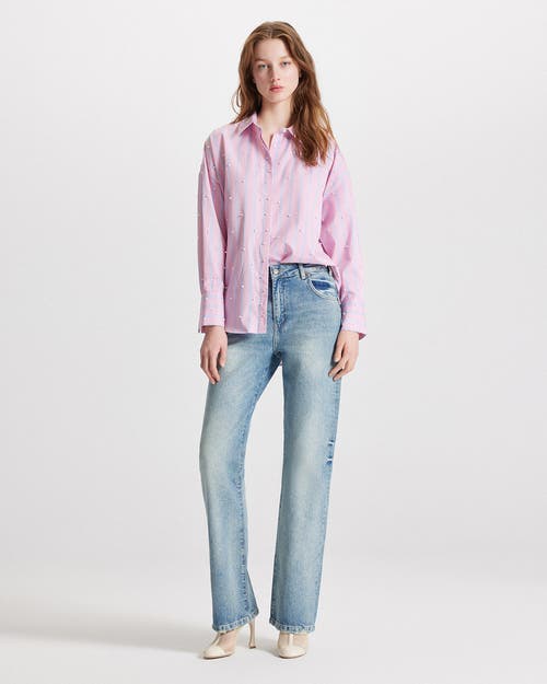 Theo The Label Echo Pearly Shirt In Pink