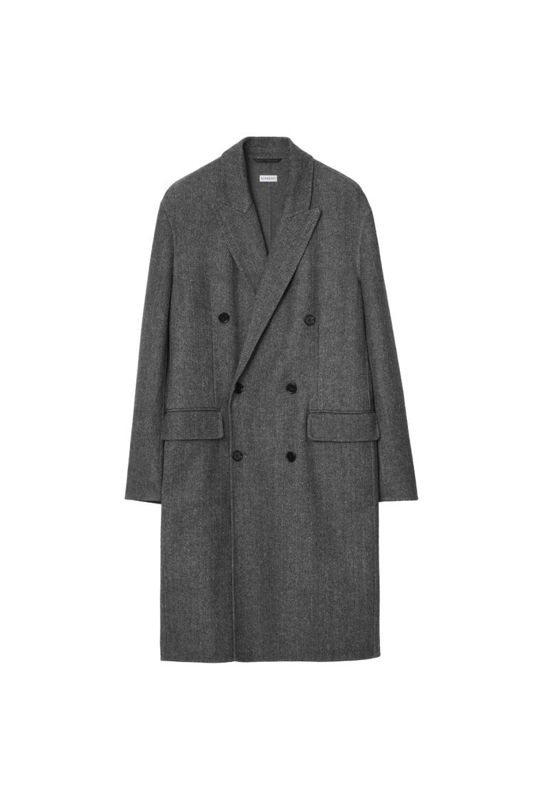 Herringbone Wool Tailored Coat, Alternate, color, Lead grey melange