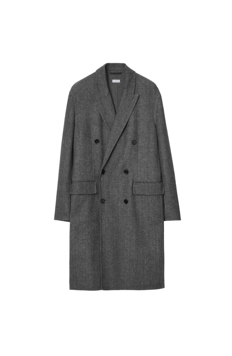 Burberry Herringbone Wool Tailored Coat, Alternate, color, Lead Grey Melange