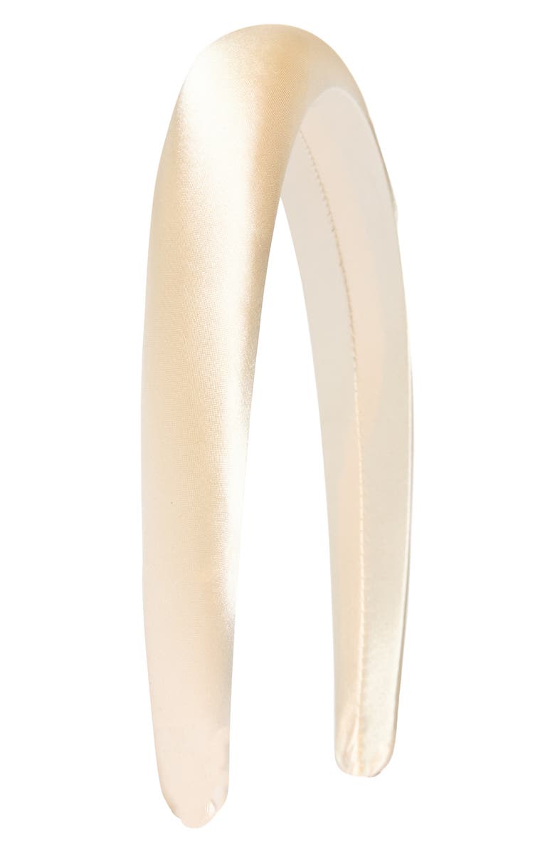 Tasha Padded Satin Headband, Main, color, Champagne