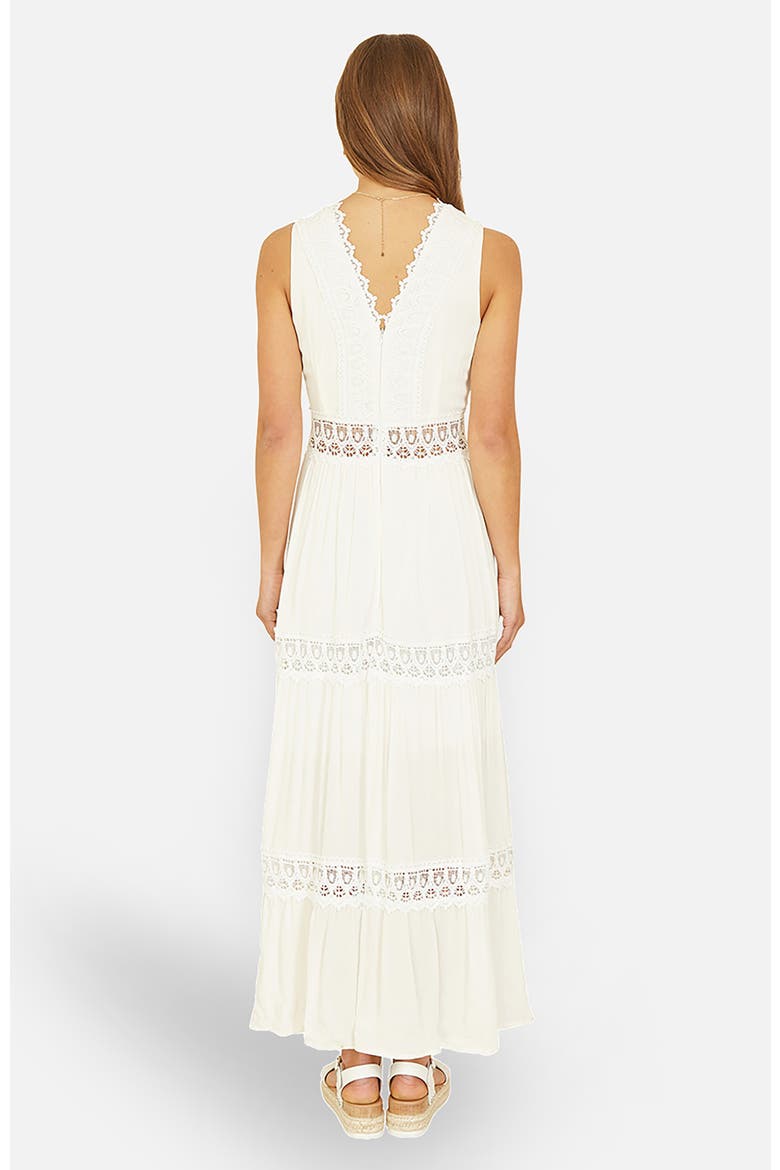 Lace Trim Cotton Maxi Sun Dress, Alternate, color, White