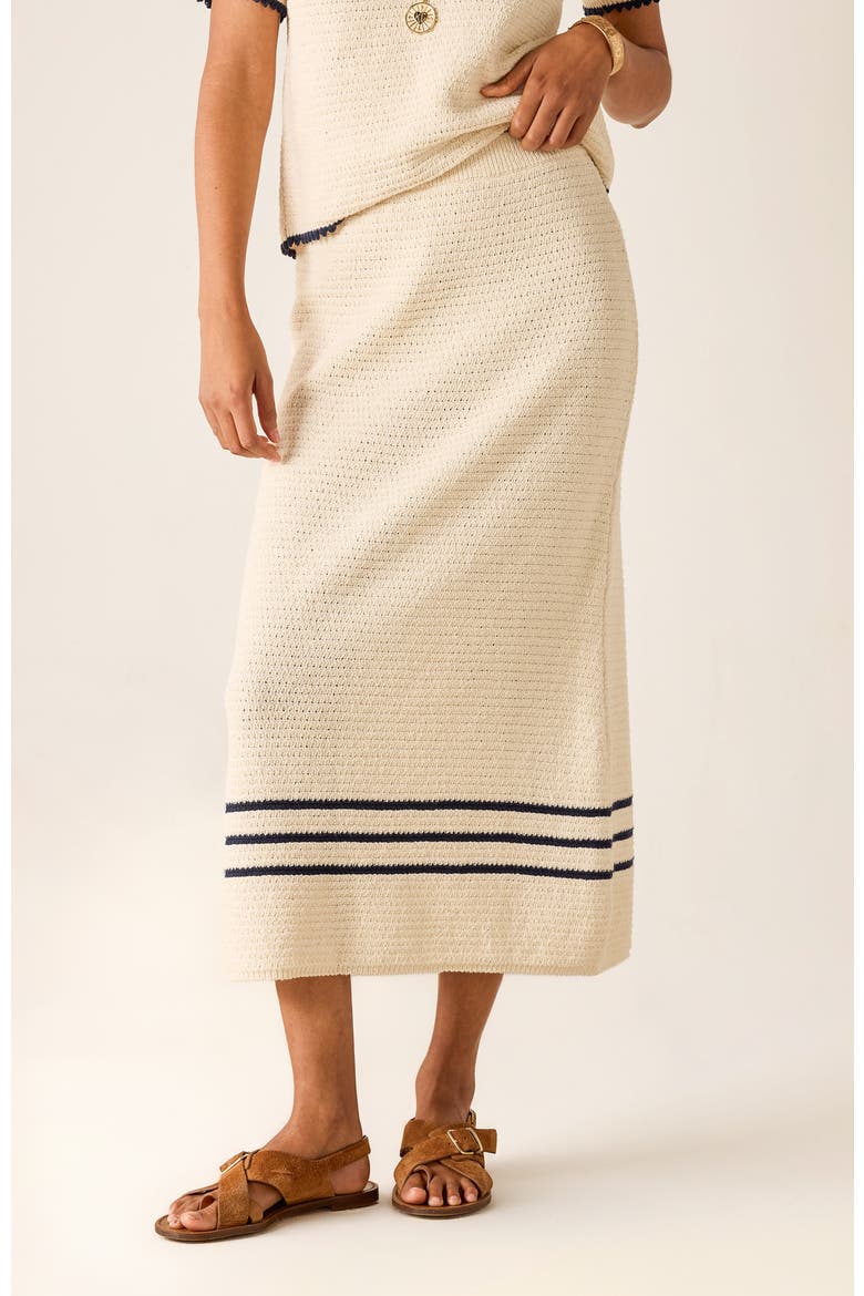 Paley Crochet Midi Skirt, Main, color, Ecru/Navy