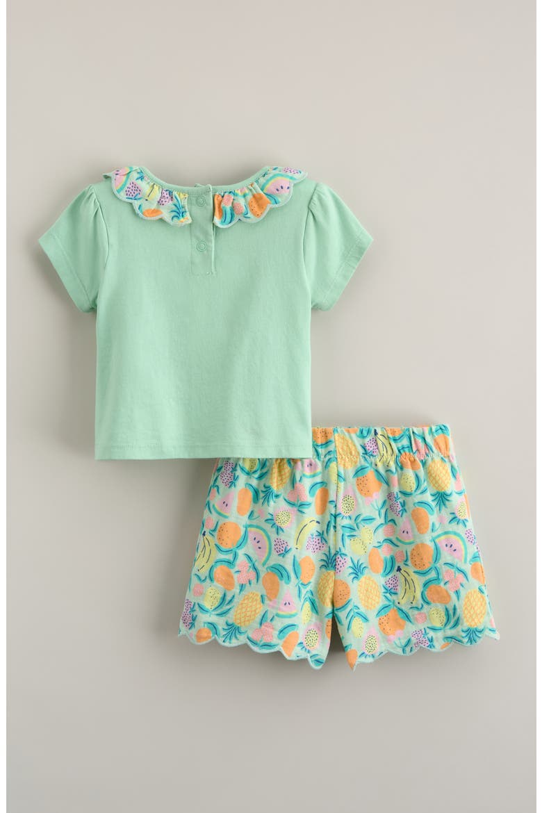 Scallop Collar Tee & Shorts Set, Alternate, color, GREEN- GREEN FRUIT PUNCH