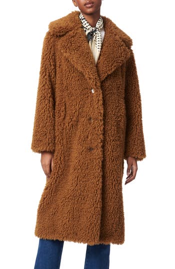 Bernardo High Pile Fleece Coat In Camel