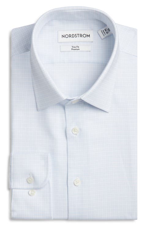 Trim Fit Check Premium Non-Iron Cotton Dress Shirt