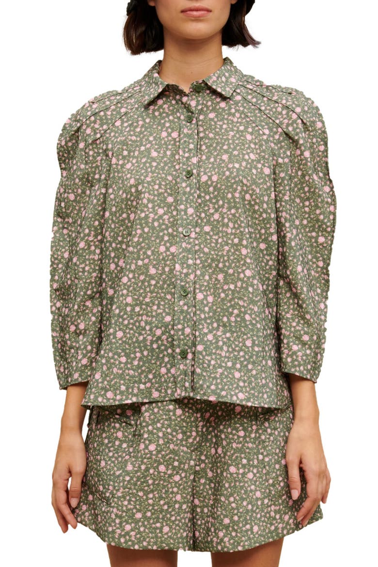 Cakita Floral Volume Sleeve Blouse, Main, color, ROSES BUTTON