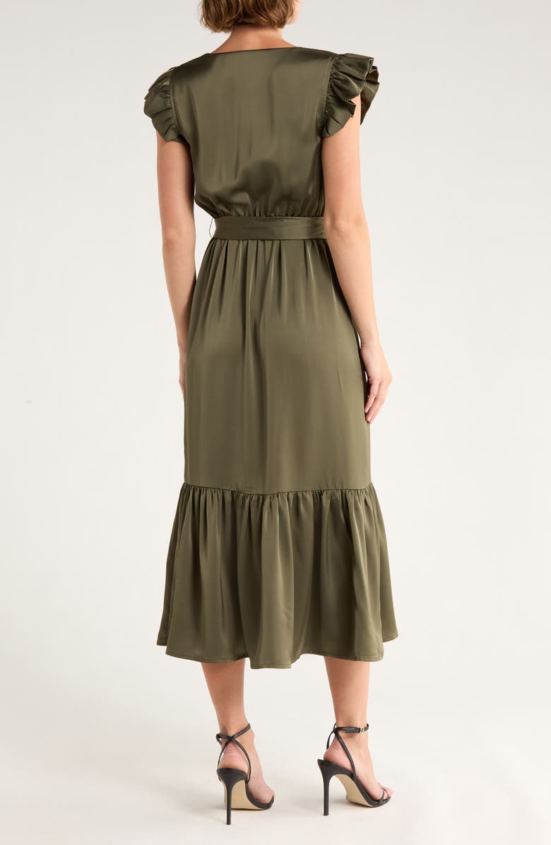 Sam Edelman Cap Sleeve Faux Wrap Maxi Dress, Alternate, color, Loden