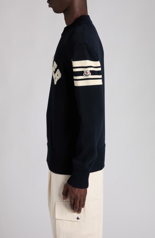 Moncler Cotton Crew Neck Sweater With Ribbed Cuffs And Hem