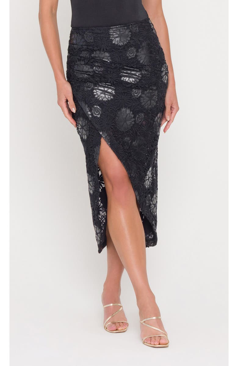 Generation Love Amanda Vegan Leather Guipure Skirt, Alternate, color, Black