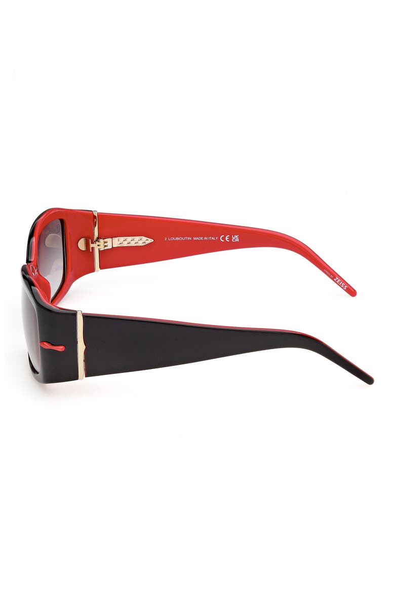58mm Gradient Rectangular Sunglasses, Alternate, color, BLACK RED / SMOKE ZEISS