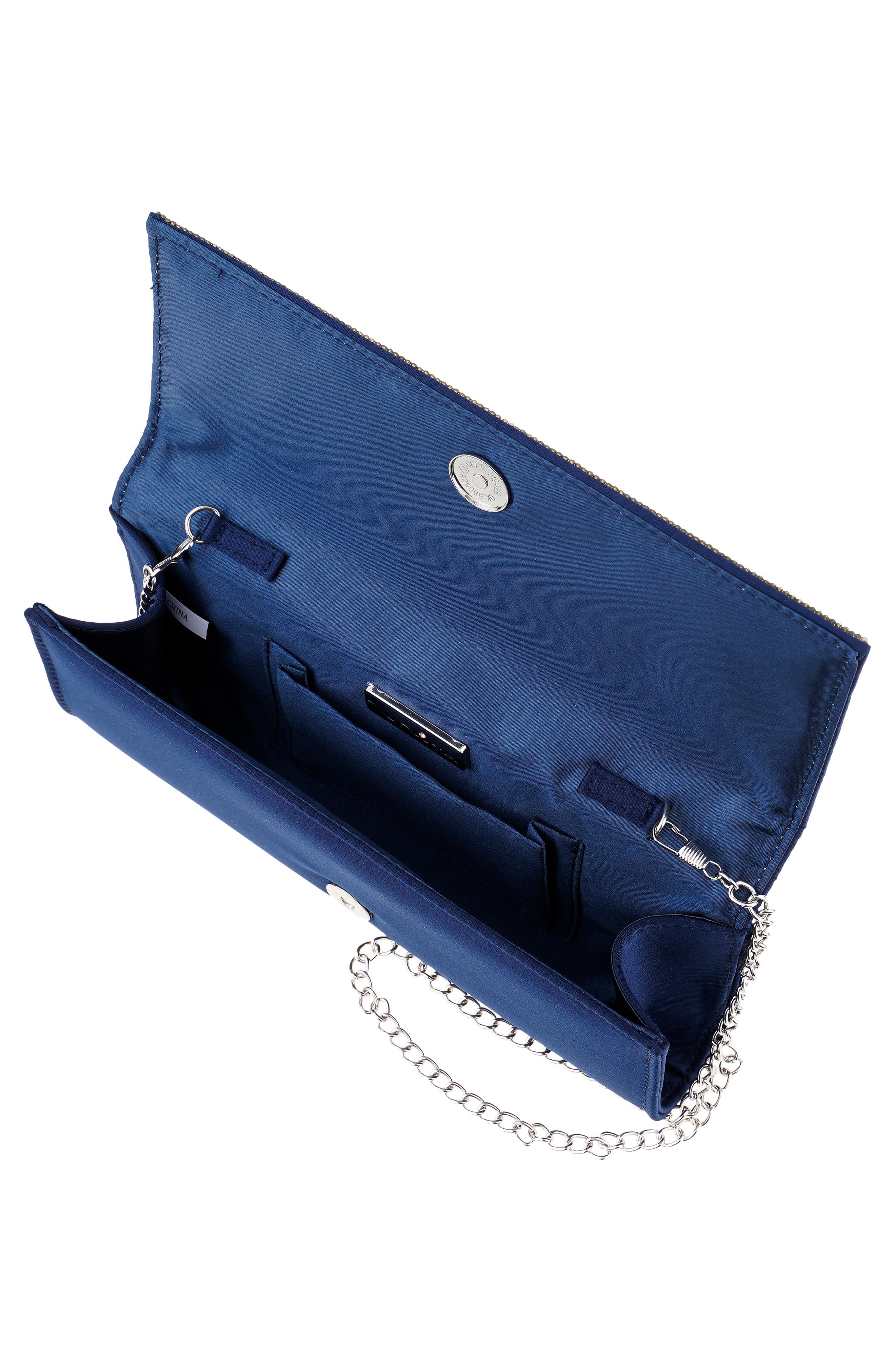 Aurella Crystal Trim Clutch, Alternate, color, NAVY
