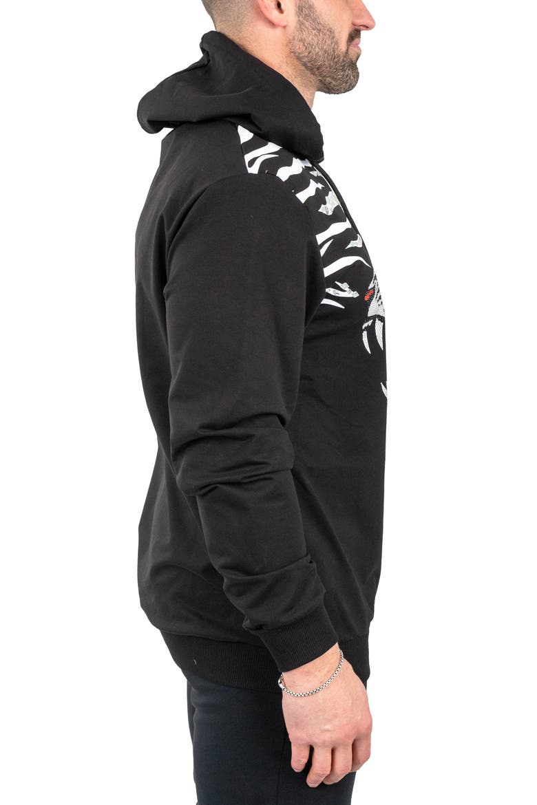 Ziger Embellished Graphic Hoodie, Alternate, color, BLACK
