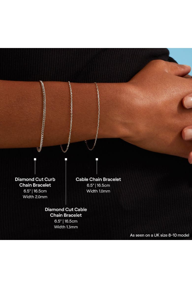 Diamond Cut Curb Chain Bracelet, Alternate, color, Platinum