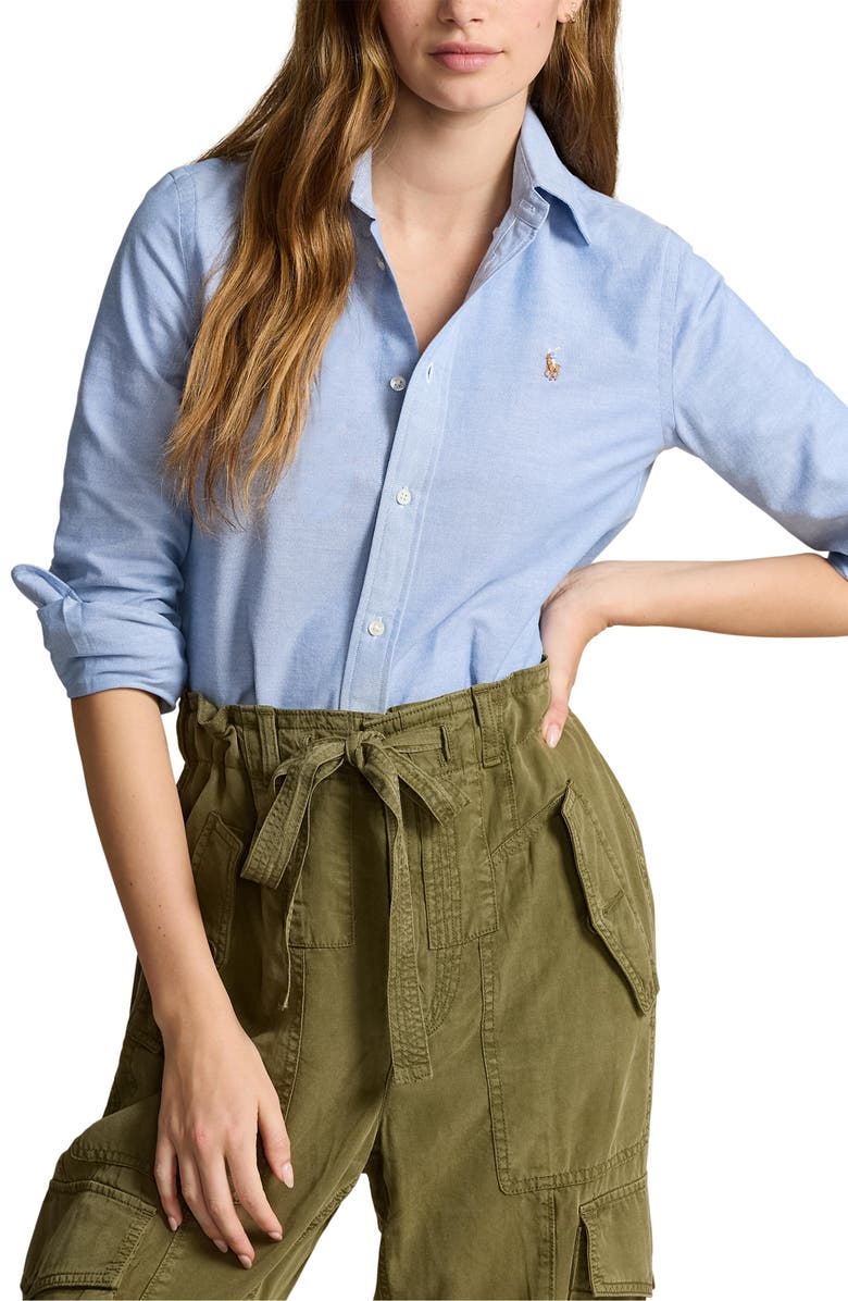 Polo Ralph Lauren Slim Fit Stretch Oxford Shirt, Main, color, Blue