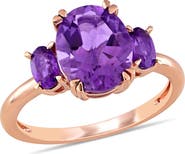 Julianna B. Amethyst 3-Stone Ring in 14k Rose Gold