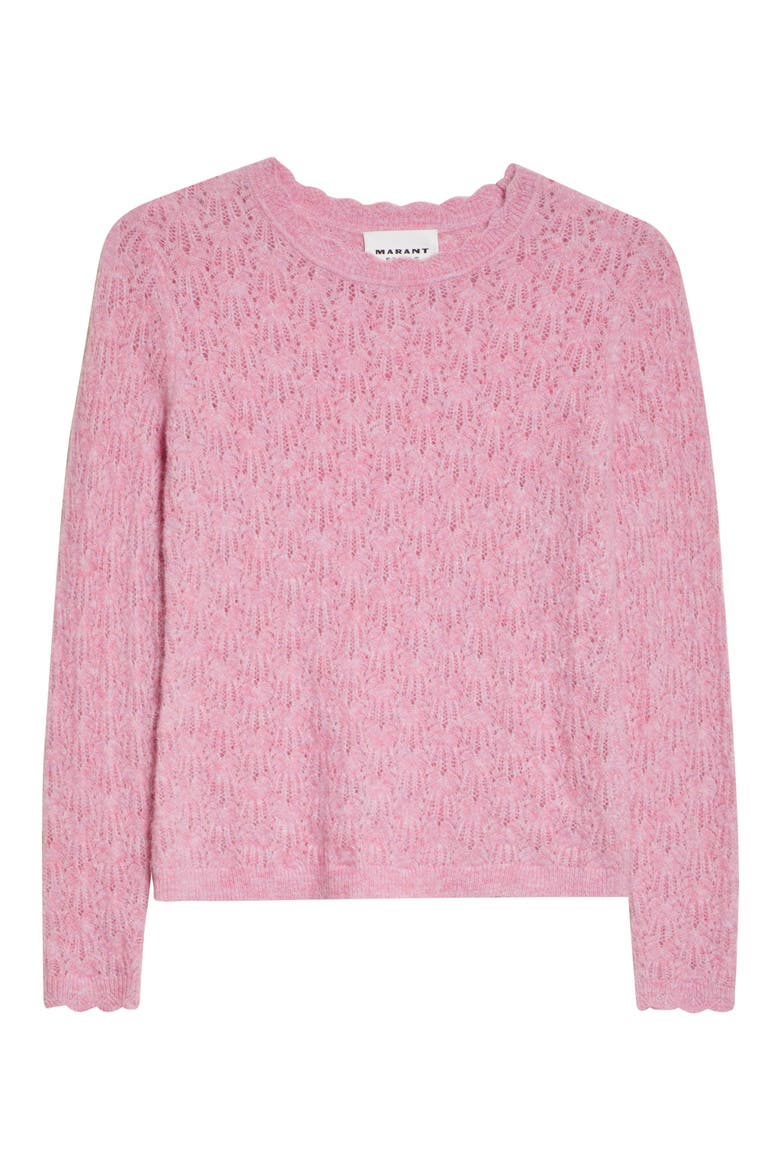 Obeline Pointelle Crewneck Sweater, Alternate, color, LIGHT PINK