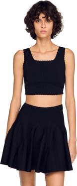 SANDRO Cropped decorative knit sweater