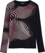 Desigual Printed Rib Long Sleeve Top