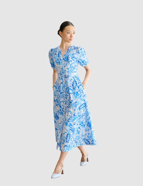 Libby Short Sleeve V-Neck Midi Dress