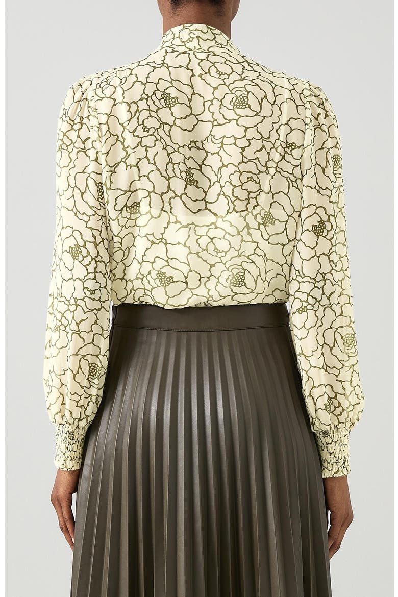 Penny Peony Tie Neck Top, Alternate, color, CREAM MULTI
