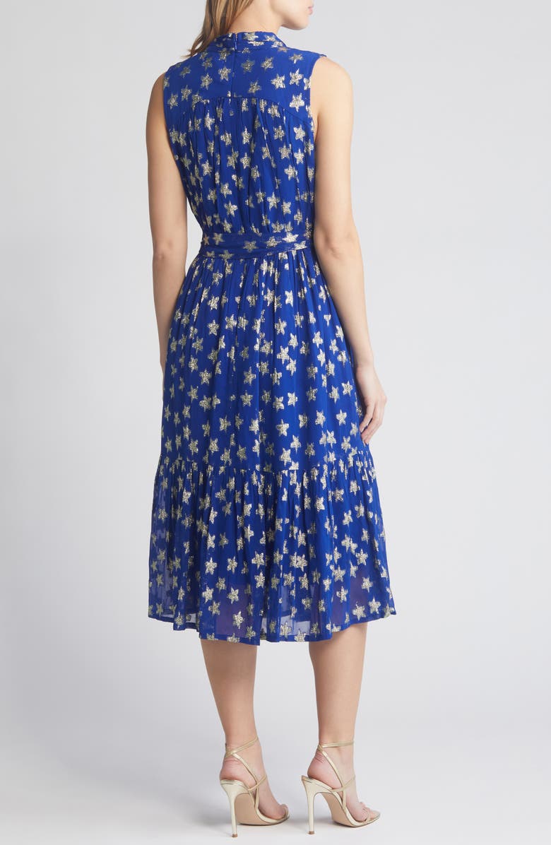 CIEBON Tara Star Metallic Sleeveless Midi Dress, Alternate, color,