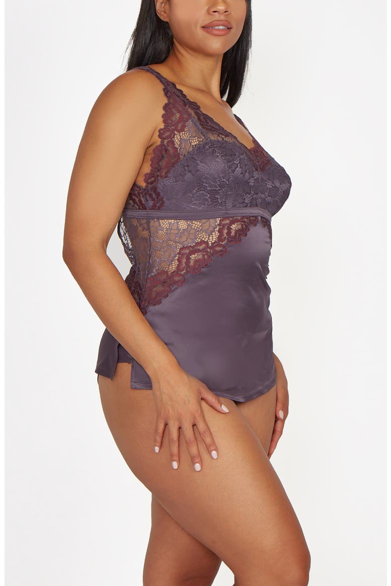 Lace Overlay Satin Camisole Sleep Set, Alternate, color, Magnet