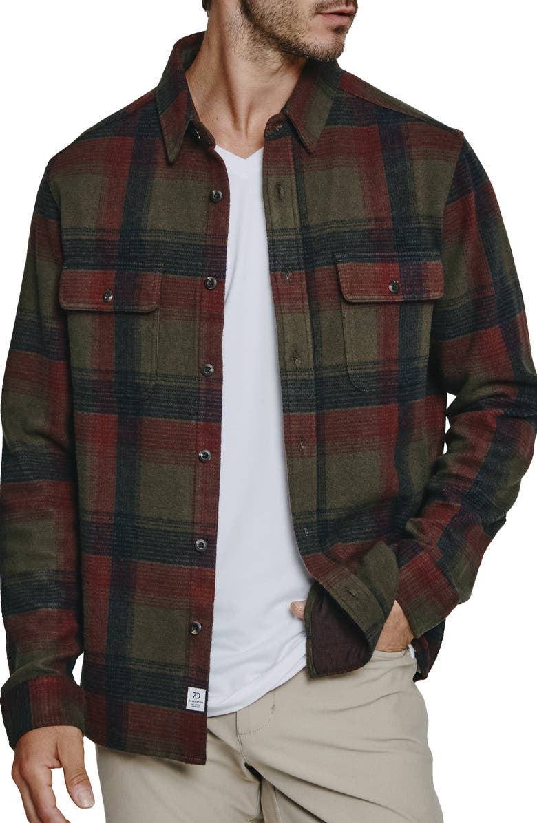 7 Diamonds Generation Plaid Stretch Flannel Button-Up Overshirt, Main, color, 