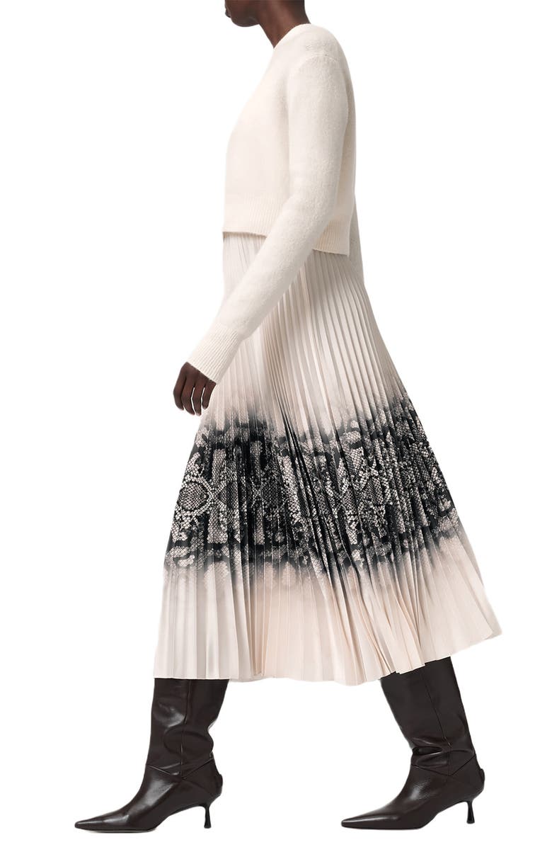 AllSaints Curtis Ophis Two-Piece Sweater & Pleated Midi Dress, Alternate, color, Chalk White