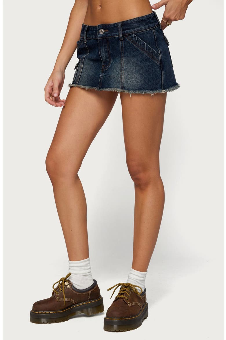 Adania Low Rise Frayed Mini Skort, Alternate, color, MEDIUM-BLUE