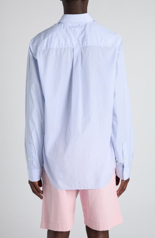 Bottega Veneta Stripe Cotton Poplin Button-up Shirt In Blue