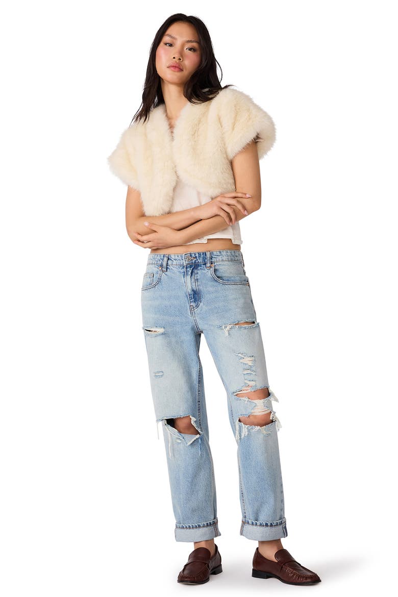 Jalen Faux Fur Bolero, Alternate, color, CREAM