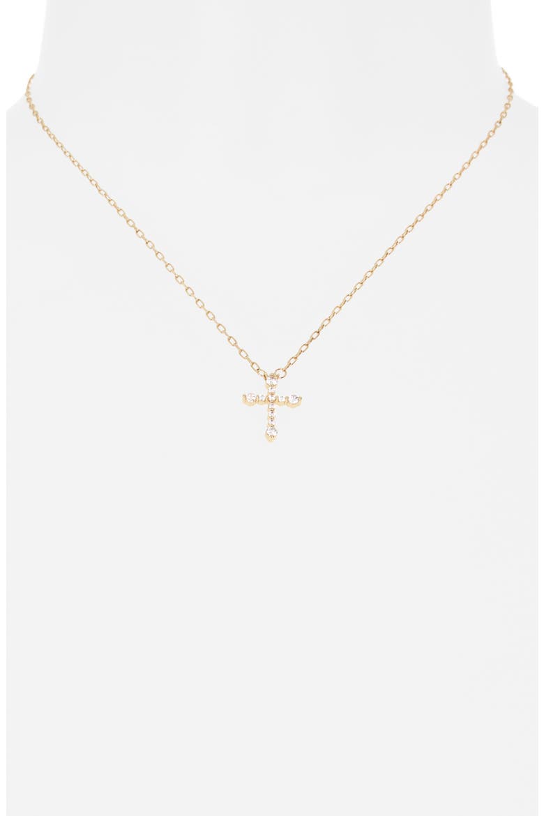 Cubic Zirconia Cross Pendant Necklace, Alternate, color, CLEAR- GOLD