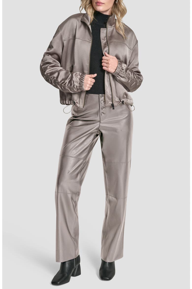 Ruched Sleeve Bomber Jacket, Alternate, color, TAN