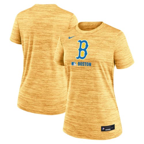 Nike Gold Boston Red Sox City Connect Authentic Collection Velocity Performance T-shirt In Yellow
