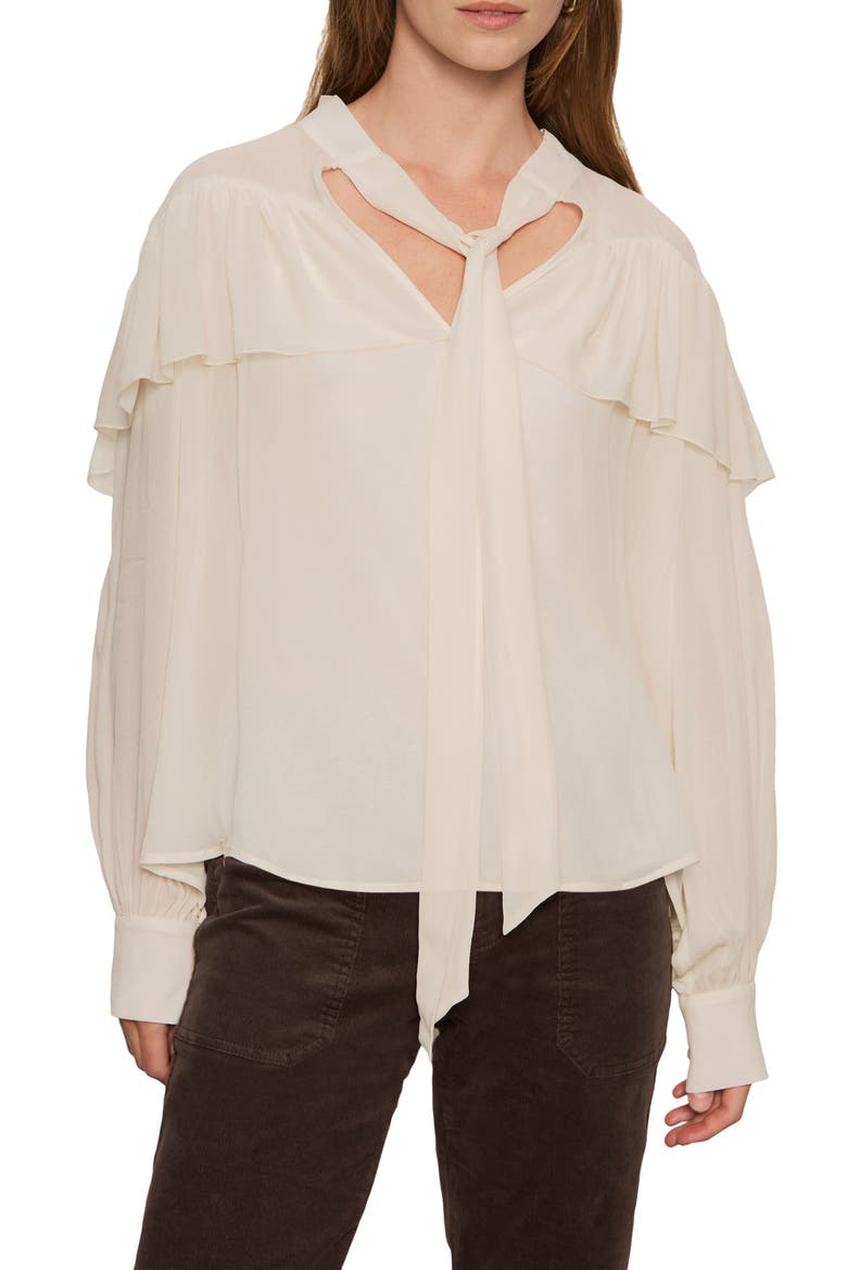 Fade Into You Ruffle Georgette Top, Alternate, color, VINTAGE IVORY