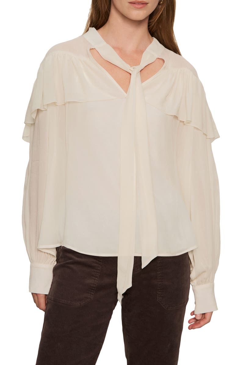 Sanctuary Fade Into You Ruffle Georgette Top, Alternate, color, Vintage Ivory