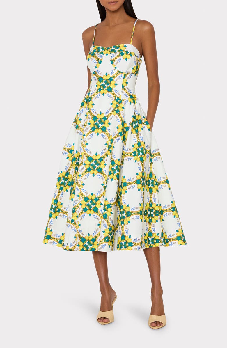 Milly Ivette Print Sleeveless Linen & Cotton Maxi Dress, Alternate, color, Yellow Multi