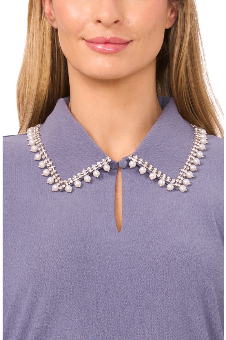 Faux Pearl & Rhinestone Detail Knit Top, Alternate, color, MOOD BLUE