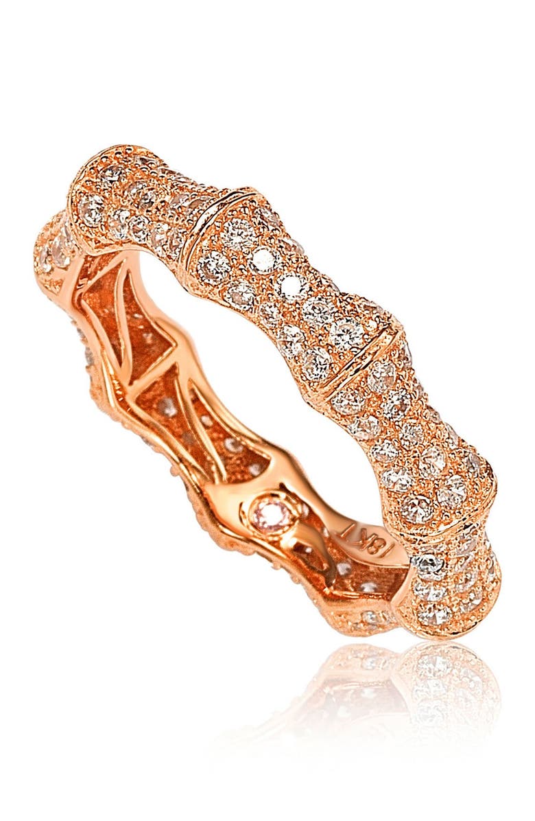 SUZY LEVIAN Pavé CZ Bamboo Shaped Stackable Eternity Band Ring, Alternate, color,