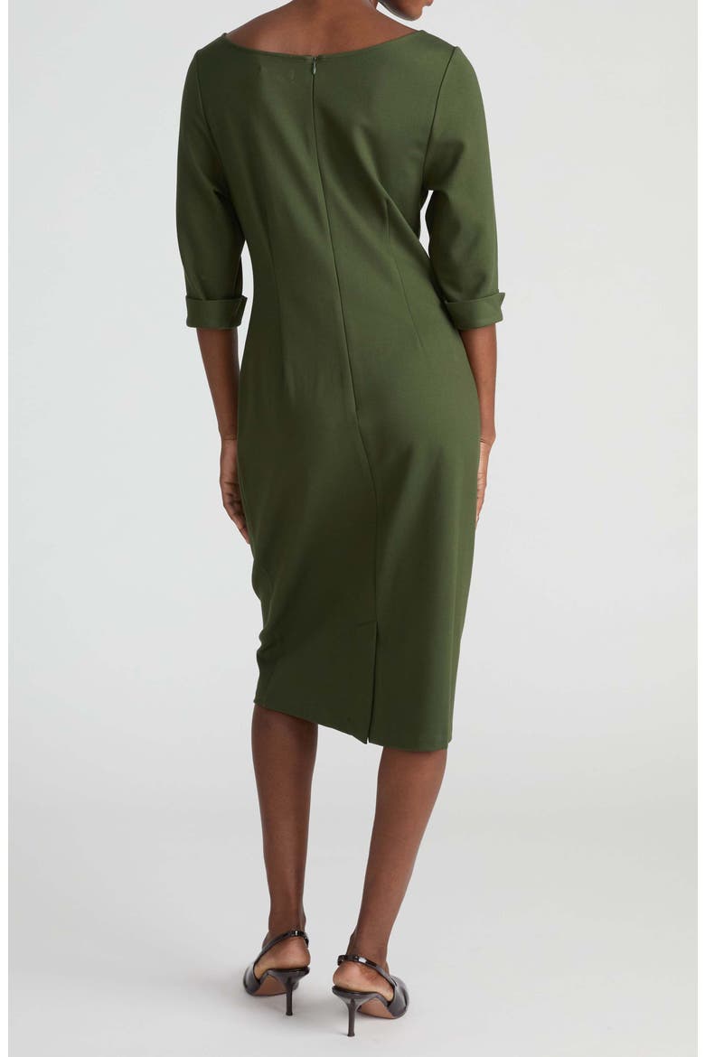 Lando Ponte Midi Dress, Alternate, color, KOMBU GREEN
